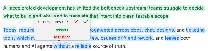 Change tracking and review UI